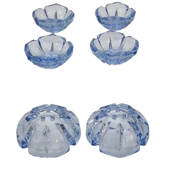 Blue Glass Flower Cupped Buttons, Set Of 6 - Picture 3 of 6
